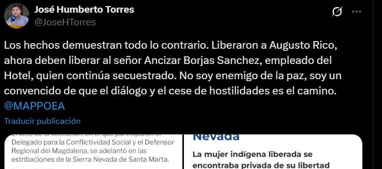 Denuncia del abogado José Humberto Torres en X. 