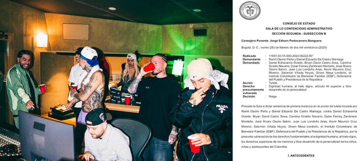 Los artistas durante la producción de '+57'.