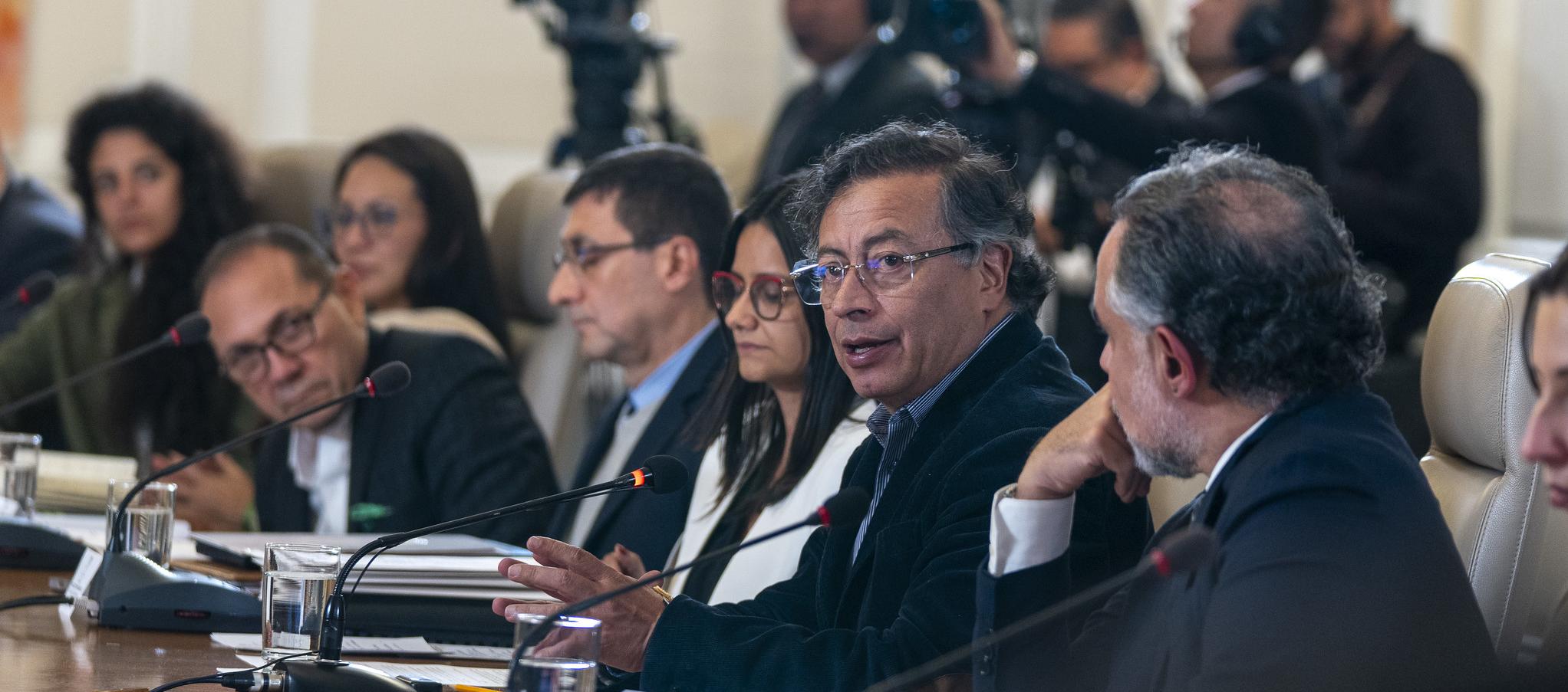 El Presidente Gustavo Petro durante un Consejo de Ministros.