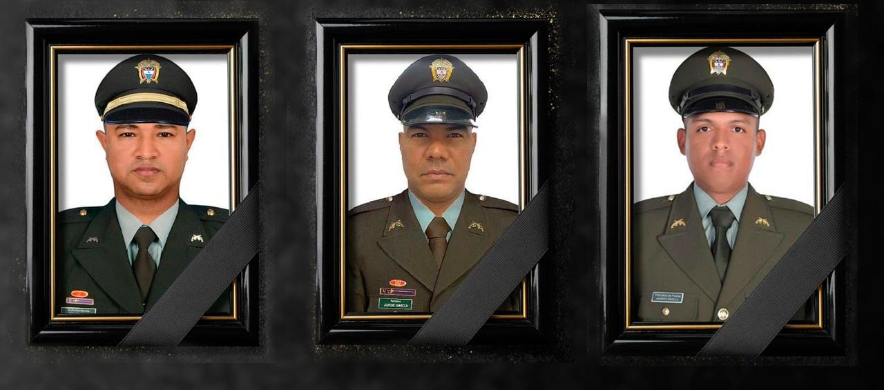 Tres de los cuatro policías asesinados este fin de semana. 