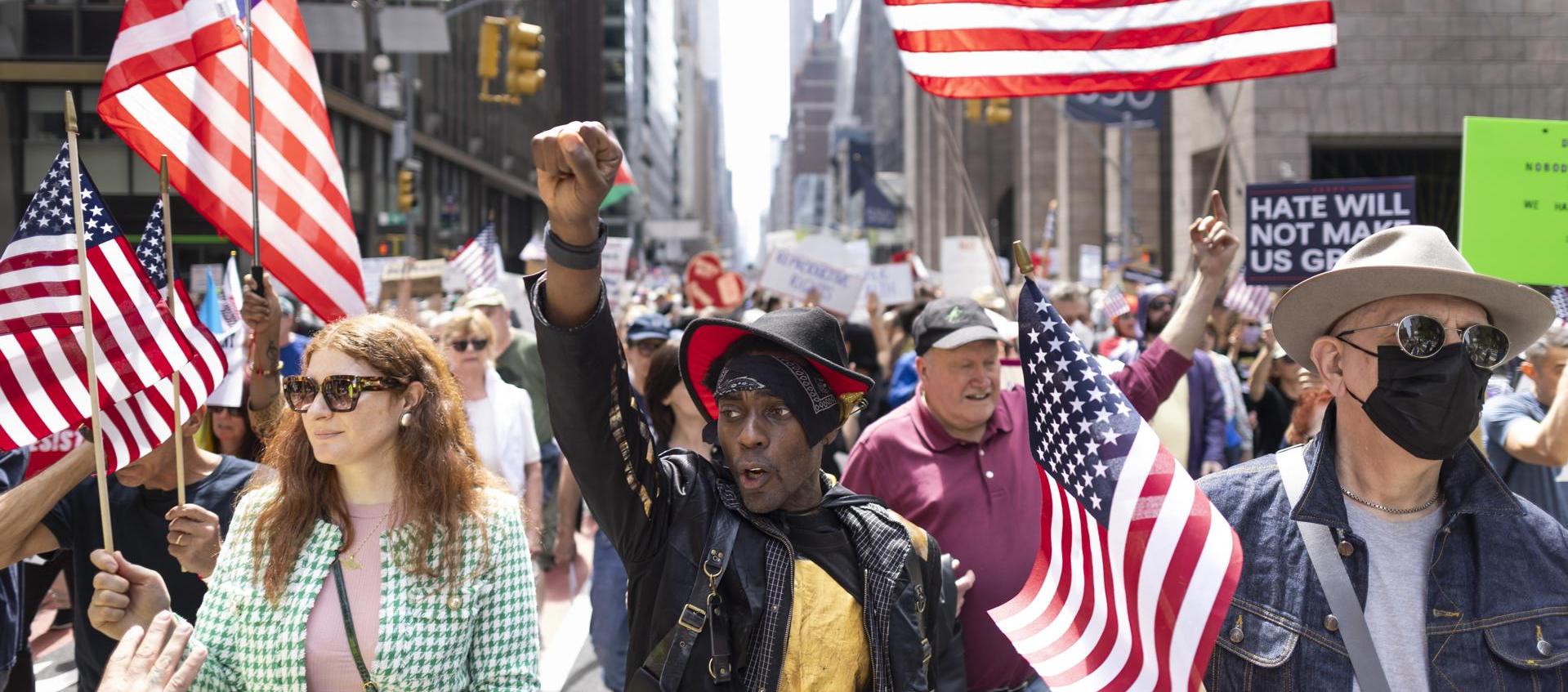 Las protestas este sábado en la ciudad de Nueva York. 