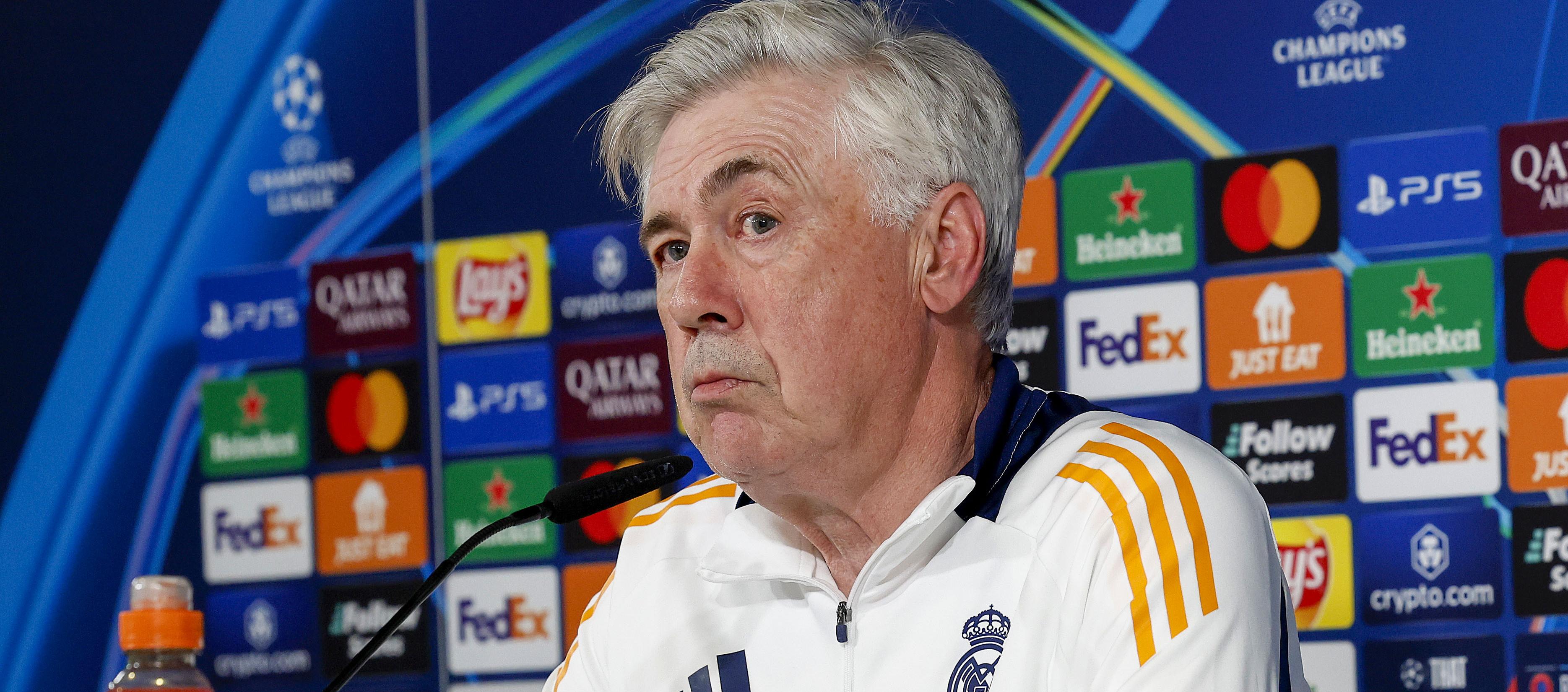 Carlo Ancelotti, entrenador del Real Madrid, en rueda de prensa.