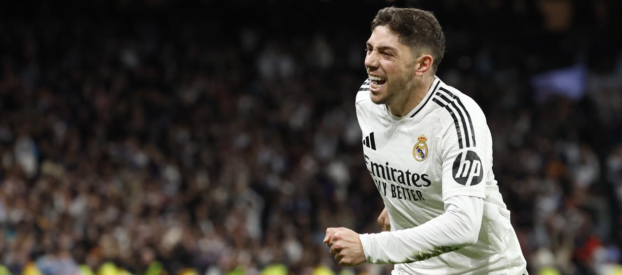 Fede Valverde grita a todo pulmón su gol ante el Athletic.