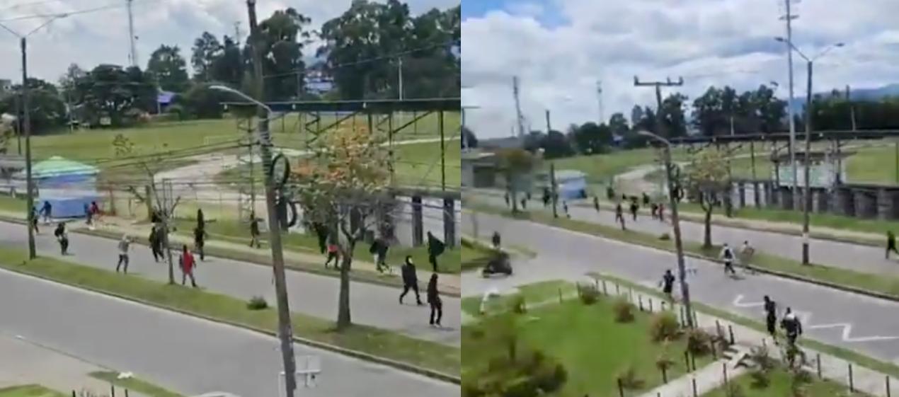 Momento en que los vándalos huyeron tras ser reprendidos por la comunidad. 