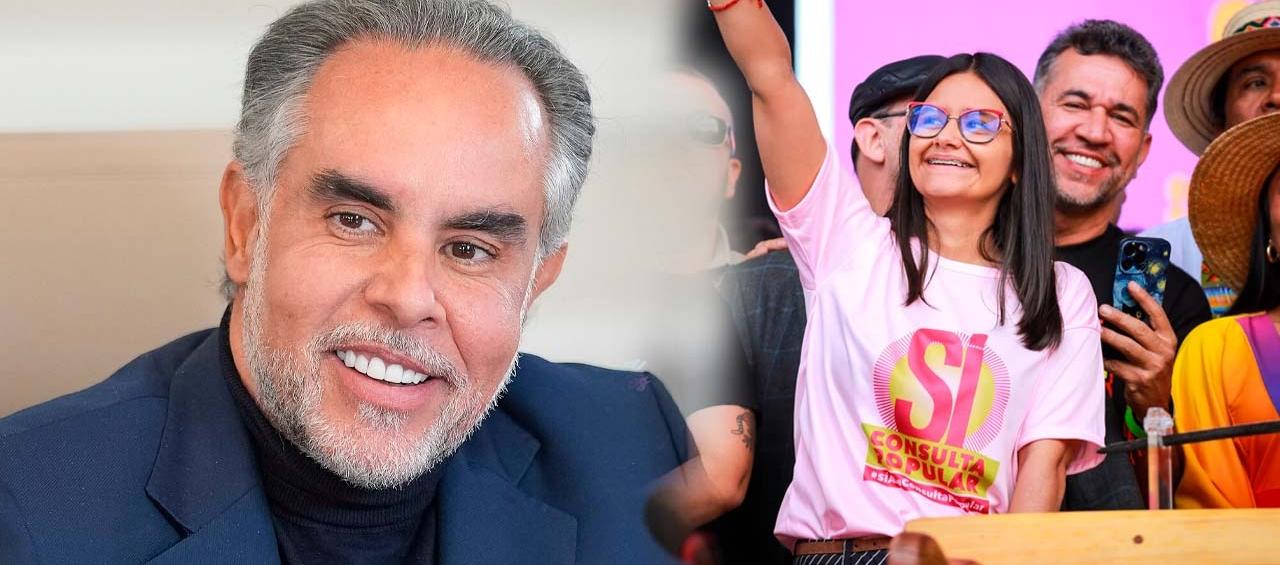 El ministro del Interior, Armando Benedetti, y la directora del Dapre, Angie Rodríguez. 