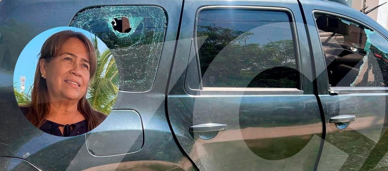 Lissi Judith Camargo Noriega y la camioneta baleada.