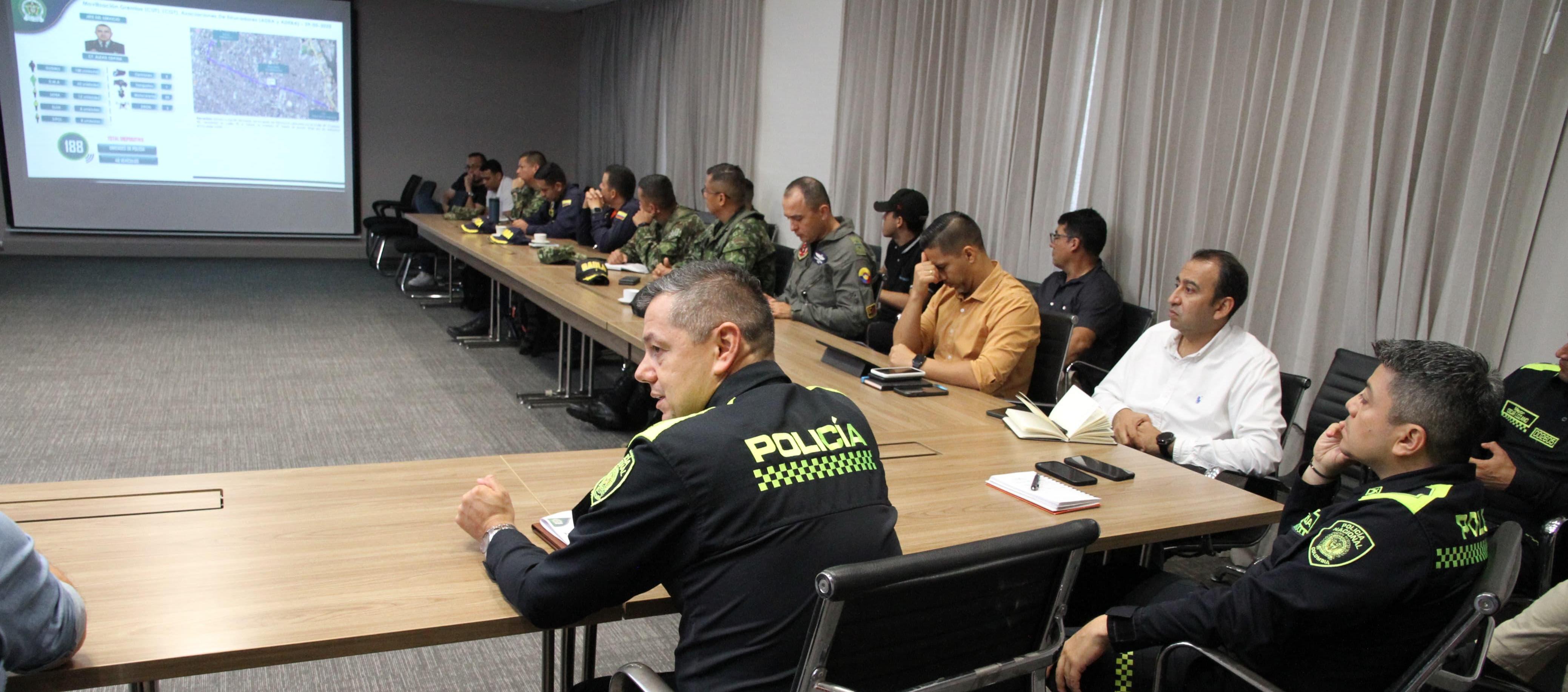 Aspecto del consejo de seguridad previo a las marchas en Barranquilla.