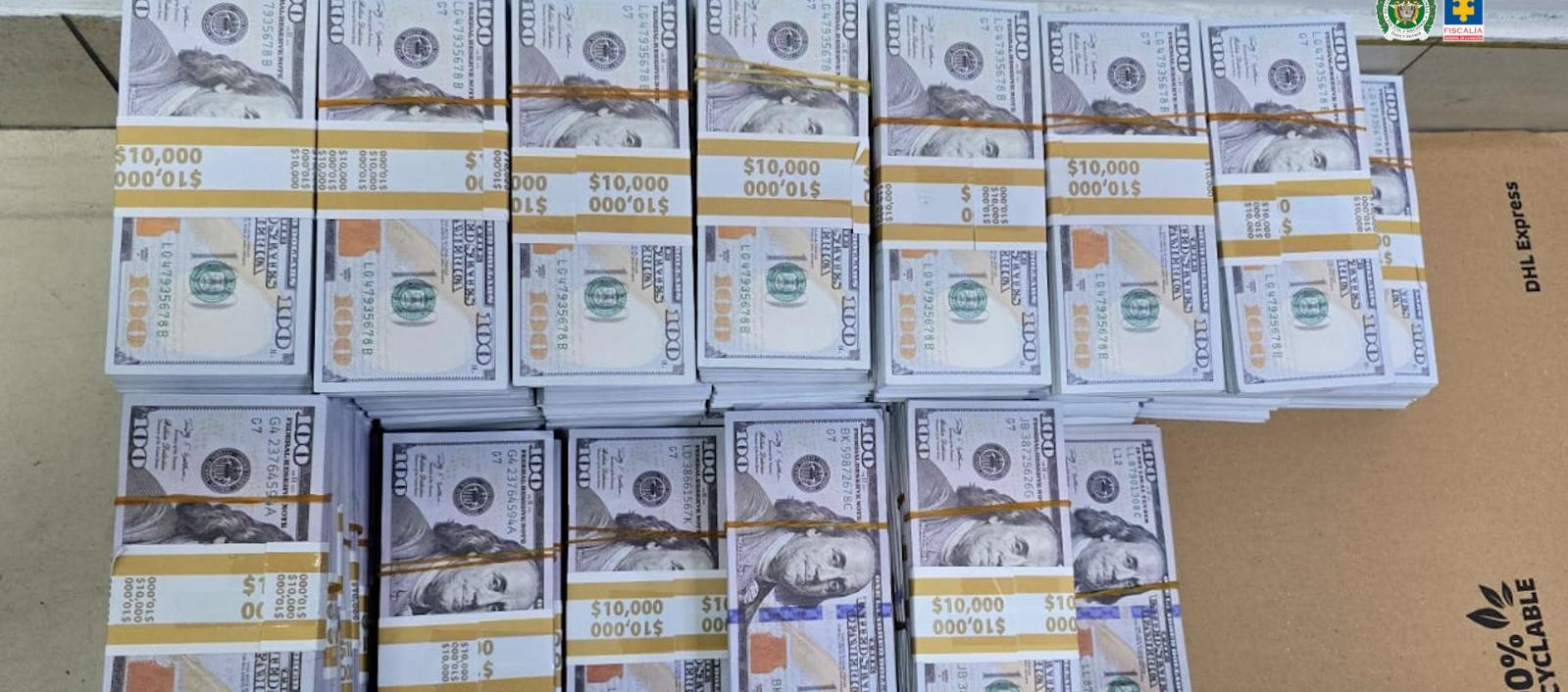 Dólares falsos incautados.