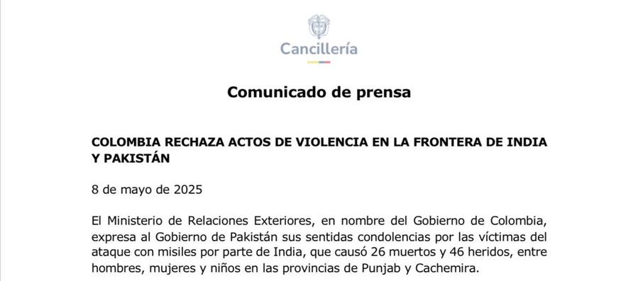 Comunicado de la Cancillería.