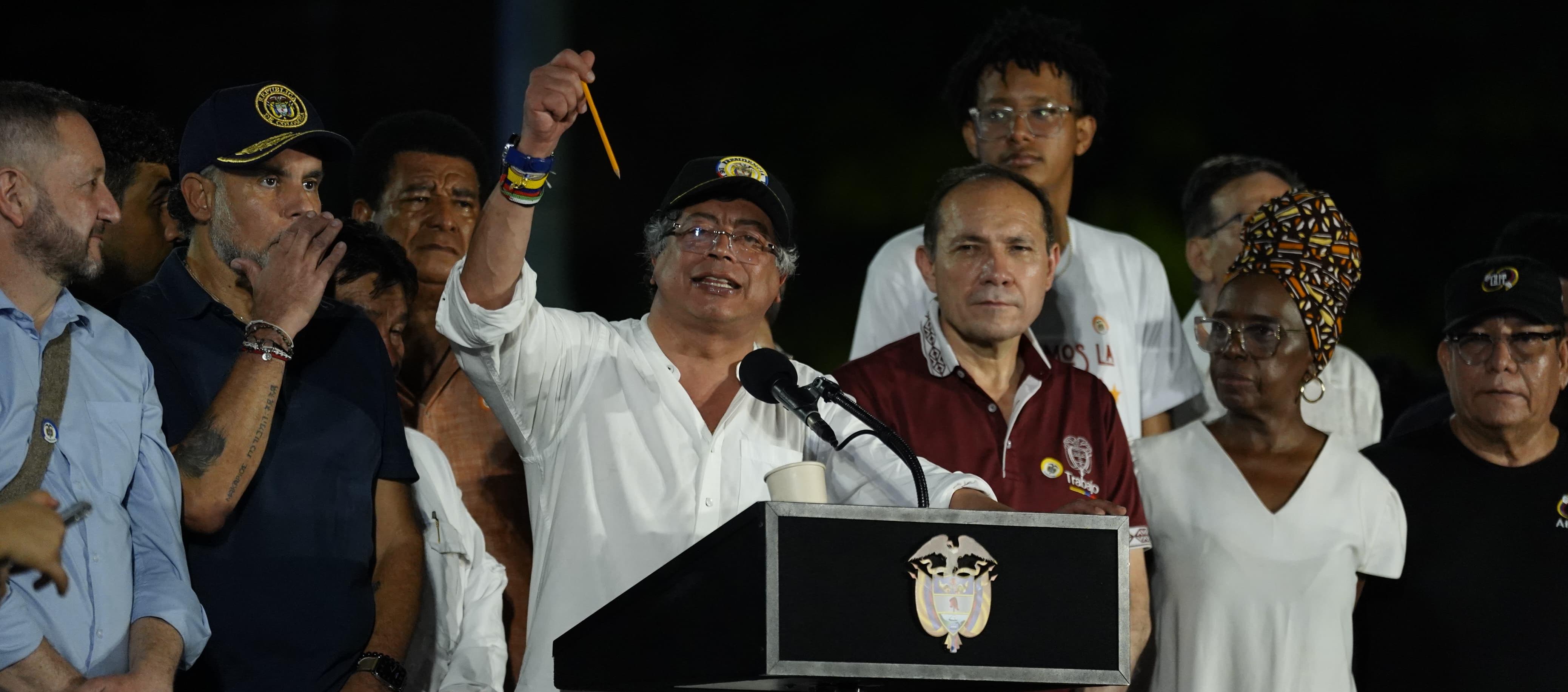 Gustavo Petro durante su discurso en el Paseo Bolívar, en Barranquilla. 