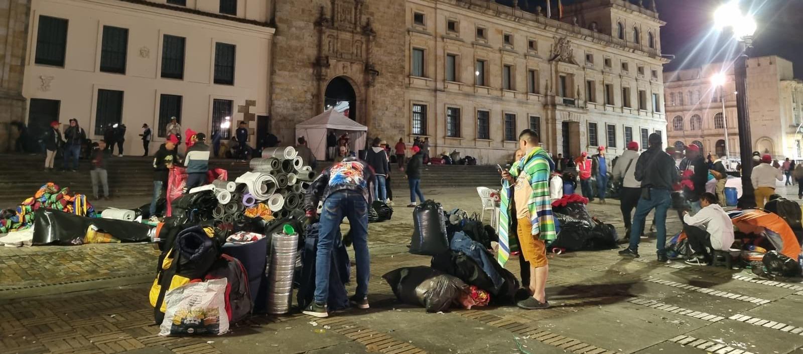 Campesinos en la Plaza de Bolívar, en Bogotá. 