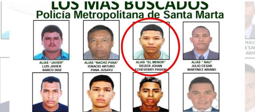 Deizer Johan Echeverry Pasion en el cartel de los más buscados. 