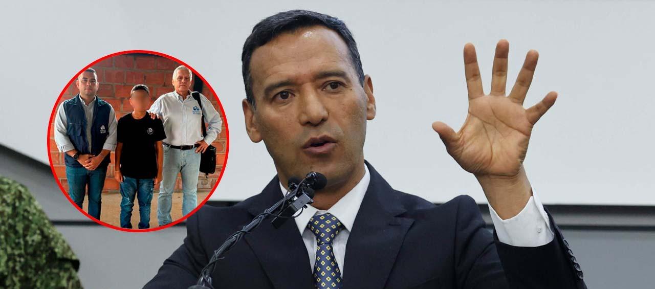 La imagen de Lyan liberado y el Ministro de Defensa, Pedro Sánchez.