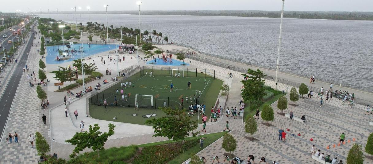 Aspecto del Gran Malecón, en Barranquilla. 