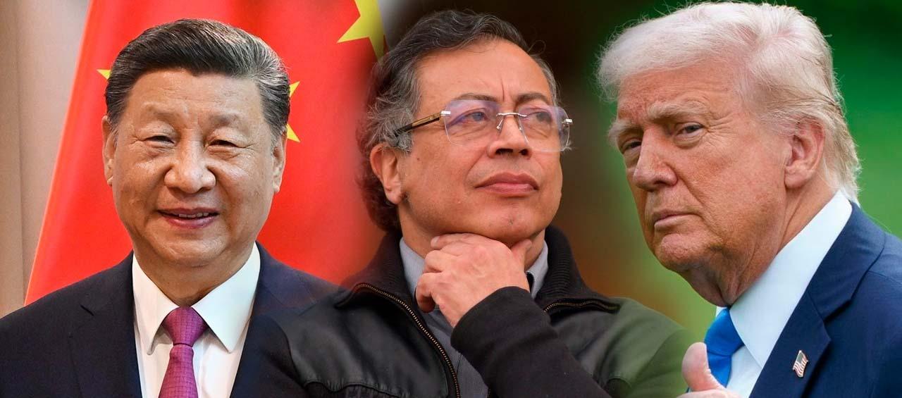Los presidentes de China, Xi Jinping; Colombia, Gustavo Petro, y Estados Unidos, Donald Trump.
