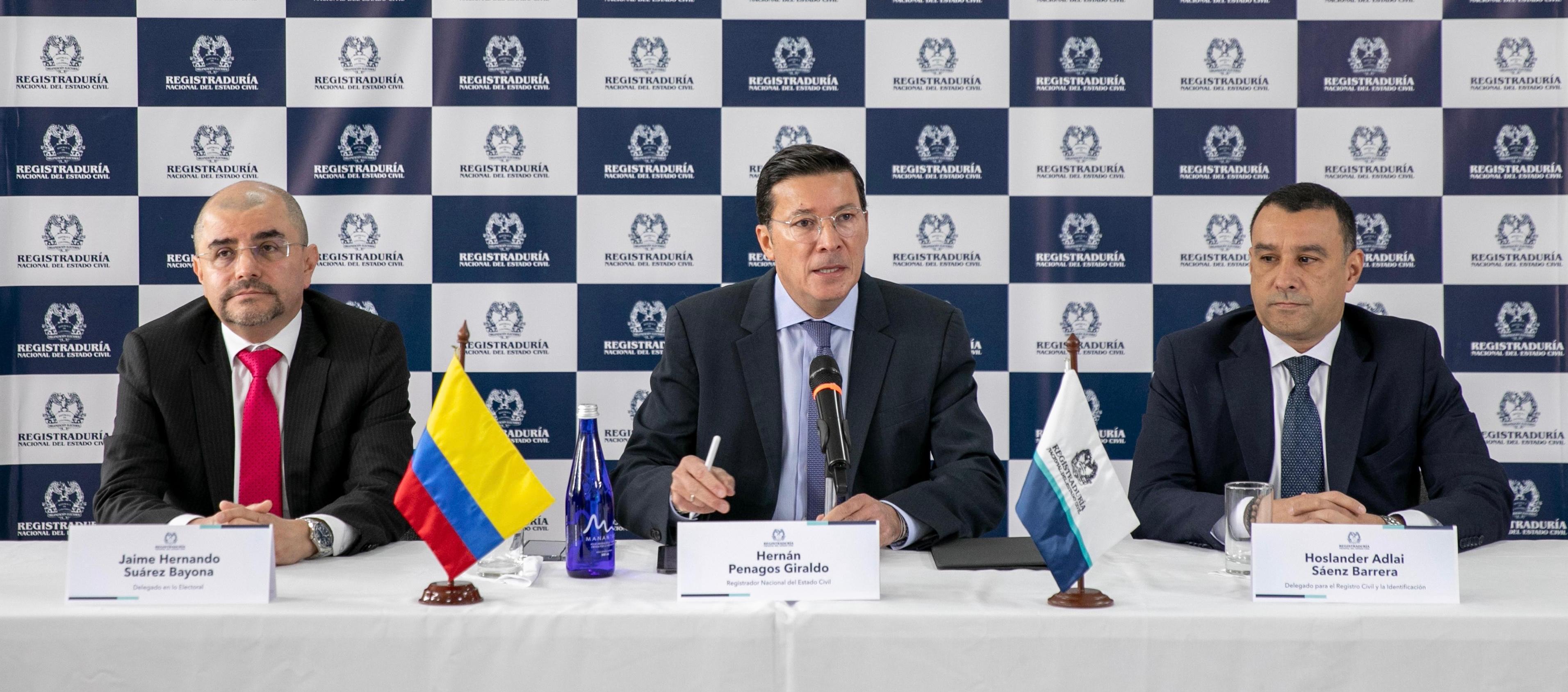 Rueda de prensa de la Registraduría esta mañana.