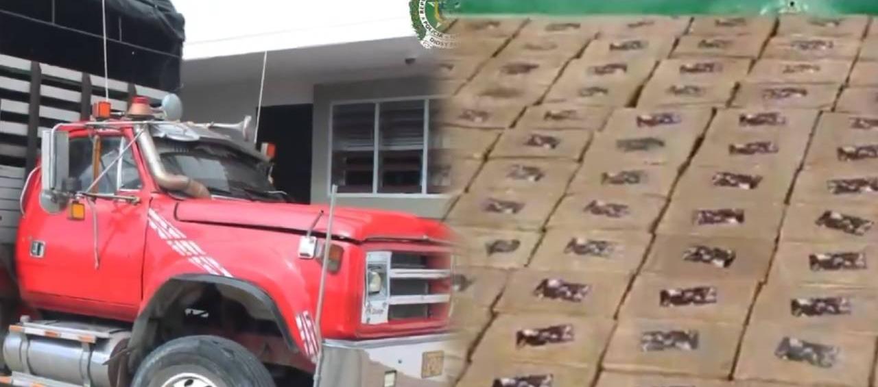 Camión sorprendido con droga.