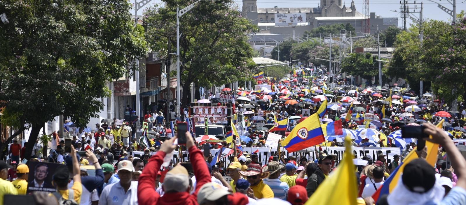 Aspecto de una marcha en Barranquilla. 