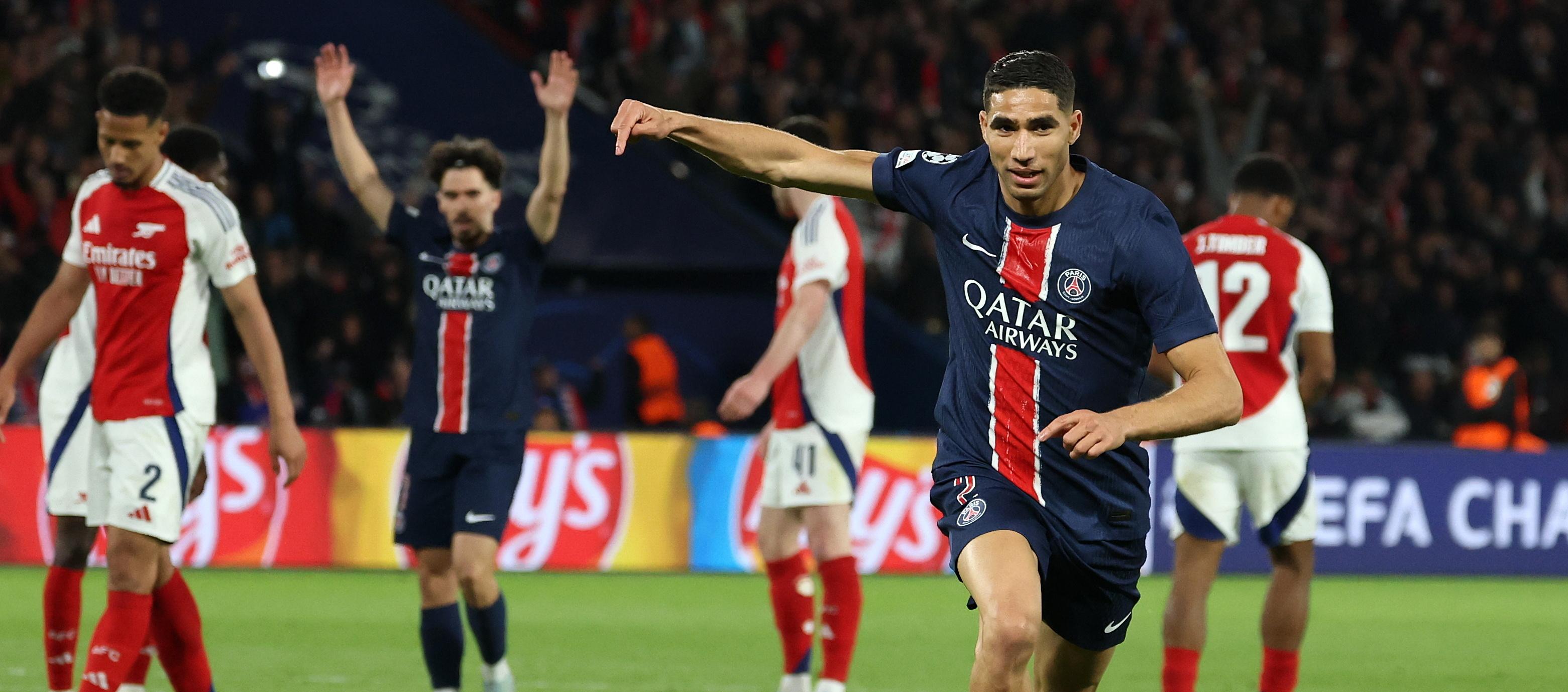 El marroquí Achraf Hakimi celebra tras marcar el segundo gol del PSG.