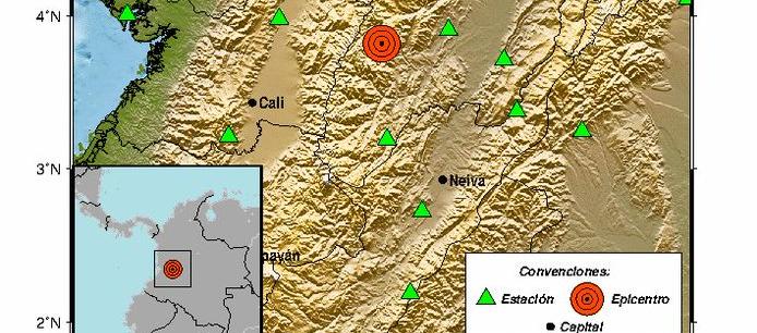 El epicentro del sismo fue en Chaparral, Tolima. 