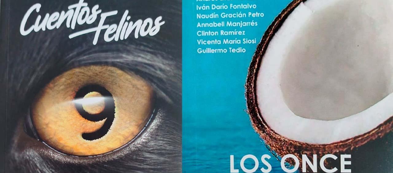 Portadas de los libros “Cuentos felinos 9” y “Los once de Calibán”. 