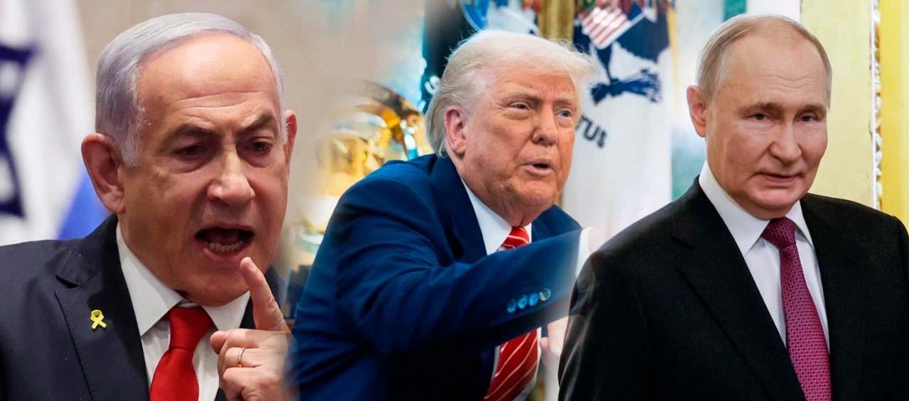 Benjamín Netanyahu, Donald Trump y Vladímir Putin. 