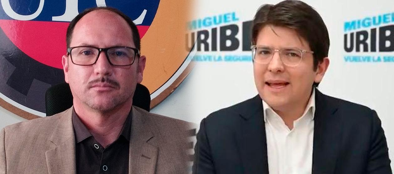 Carlos Sánchez, presidente sindicalista y senador Miguel Uribe.