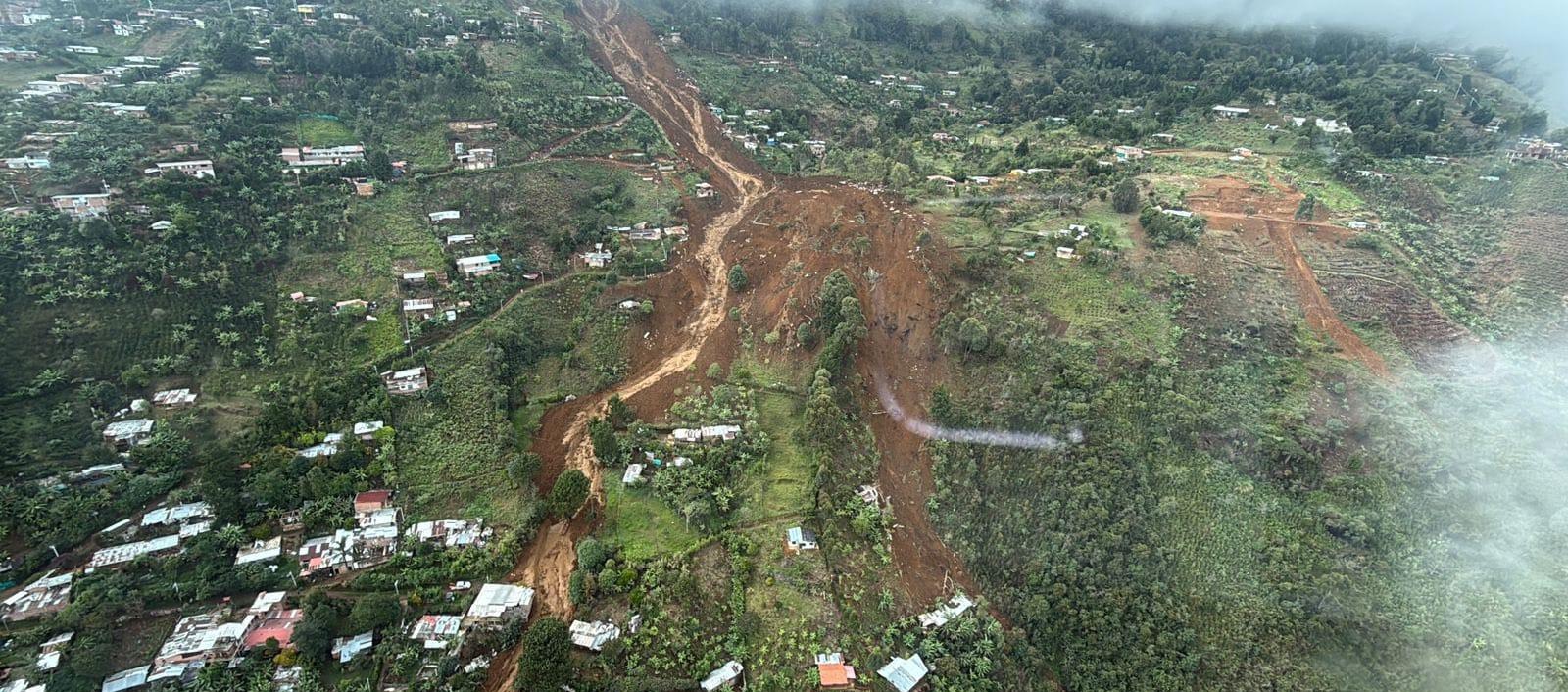 Lugar del deslizamiento en Bello, Antioquia. 