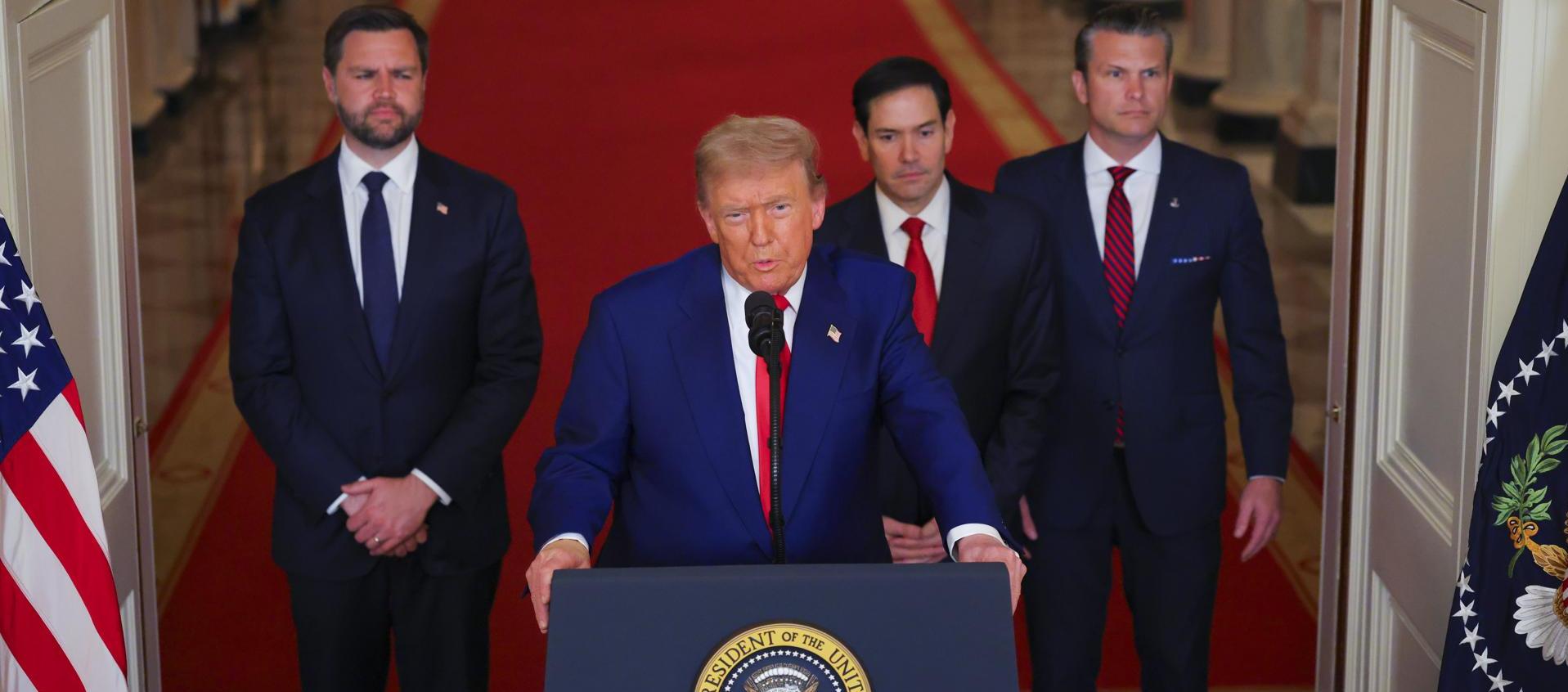 Donald Trump en su alocución de este sábado desde la Casa Blanca. 