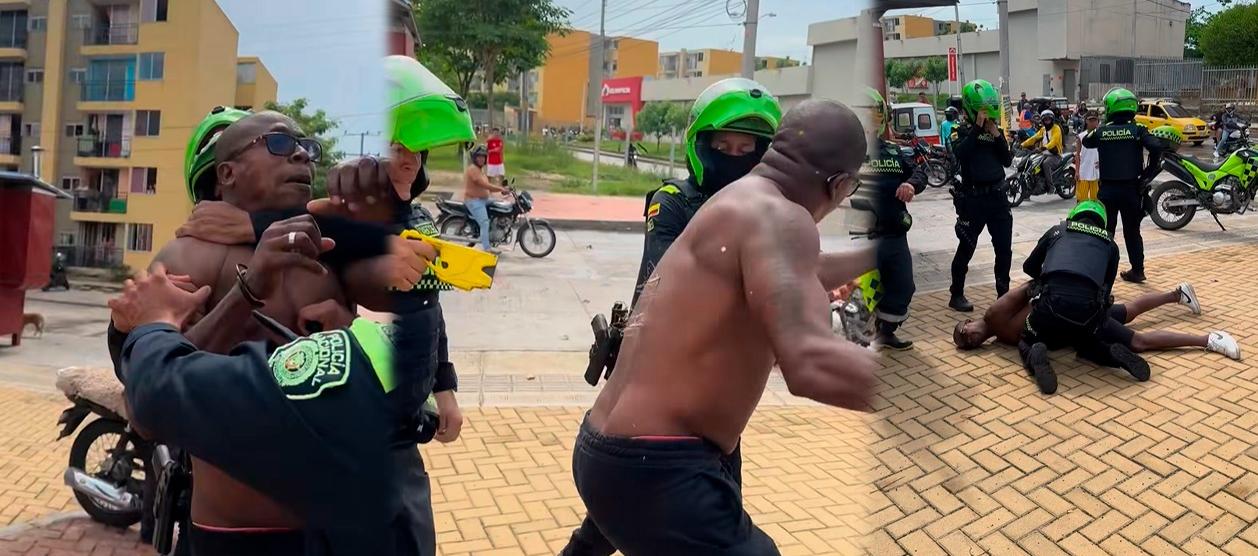 Jamerson Rentería Mena en medio del procedimiento policial. 