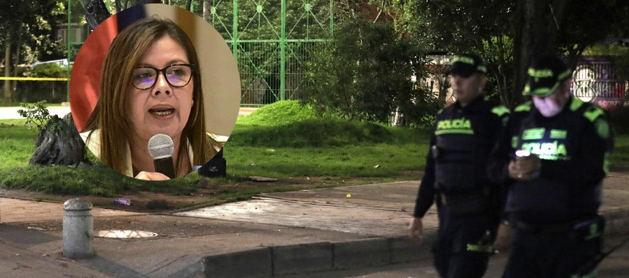 La Fiscal General Luz Adriana Camargo y el lugar donde atentaron contra Miguel Uribe Turbay.