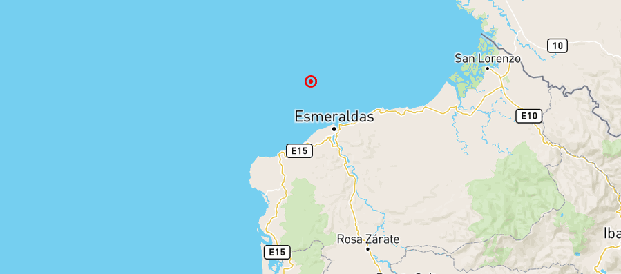 Sismo localizado en Esmeralda, Ecuador.