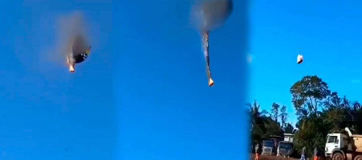 Momento en el que desciende el globo aerostático.