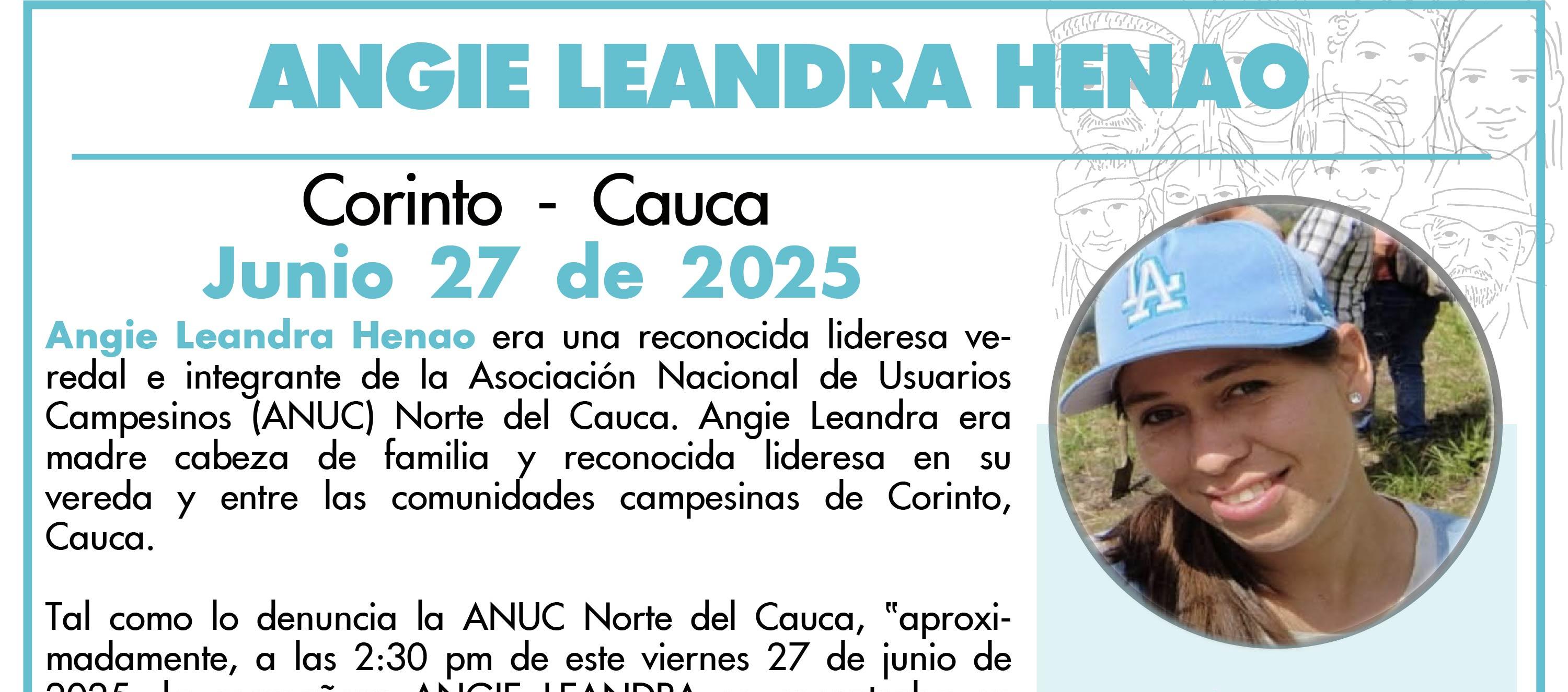 Indepaz informando la muerte de Angie Leandra Henao 
