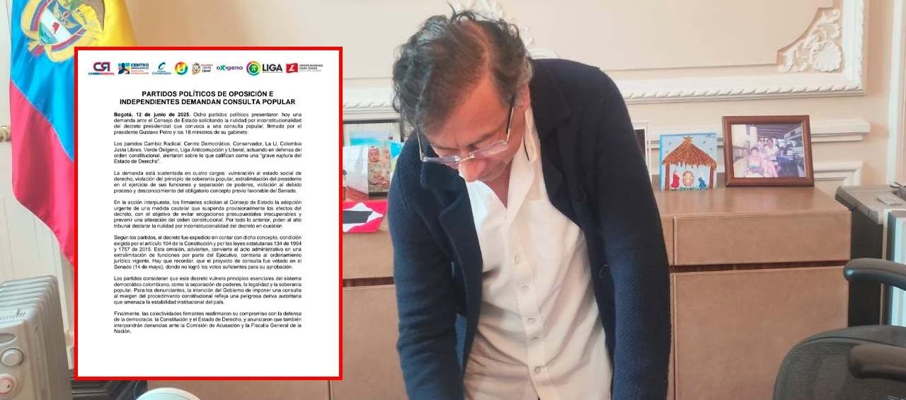 El comunicado de los partidos y el momento de la firma de Petro del decreto.