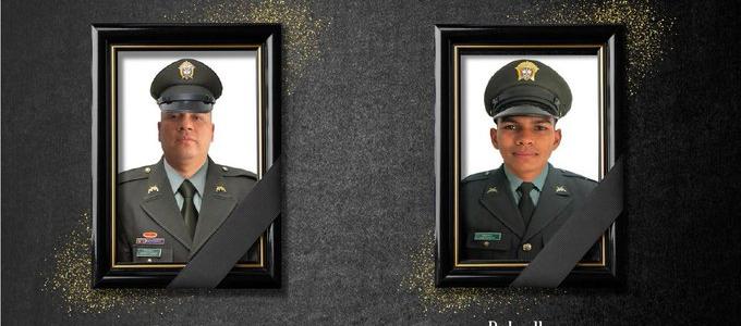 Los dos patrulleros muertos en el municipio de Río de Oro, Cesar. 