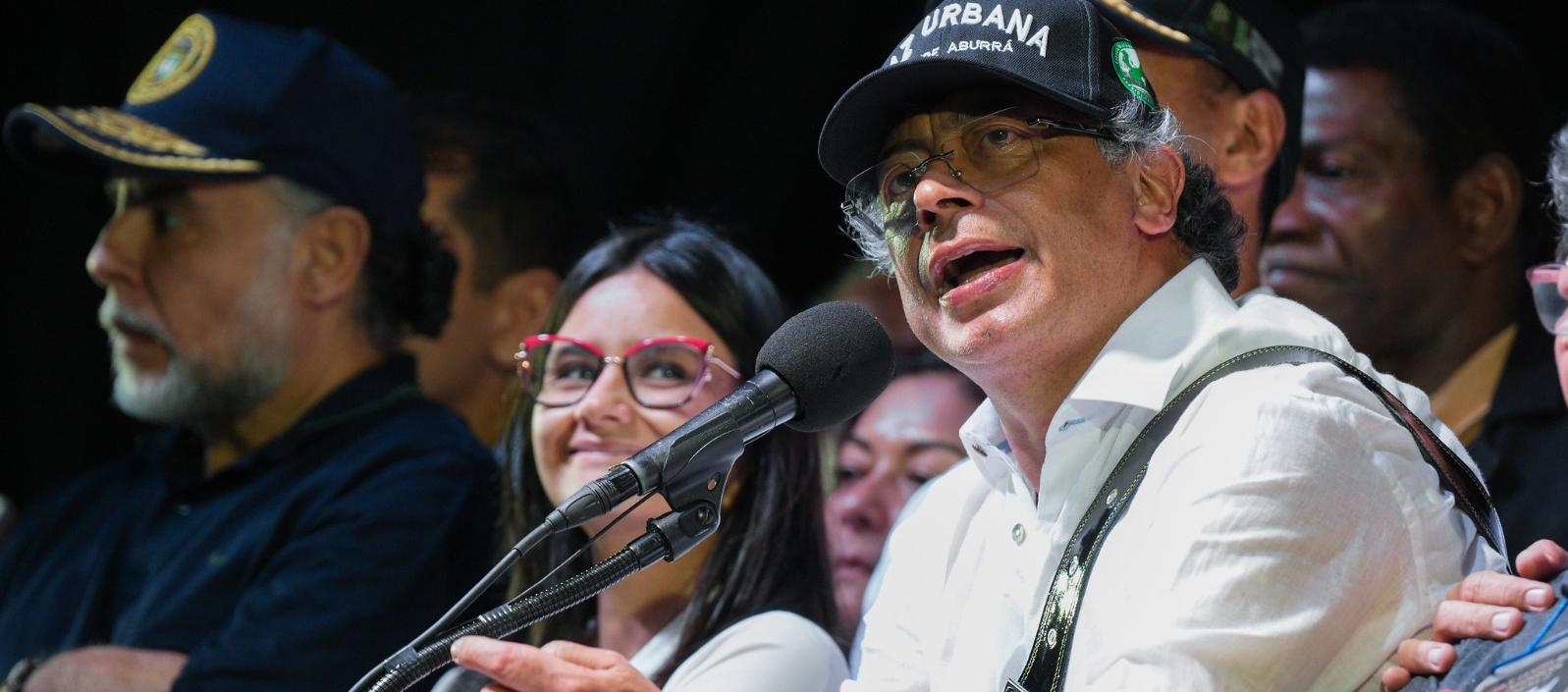 Gustavo Petro, Presidente de Colombia, esta noche en Medellín. 