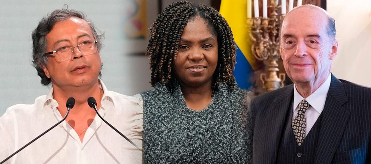 Presidente Gustavo Petro; Vicepresidenta Francia Márquez; Excanciller Álvaro Leyva.