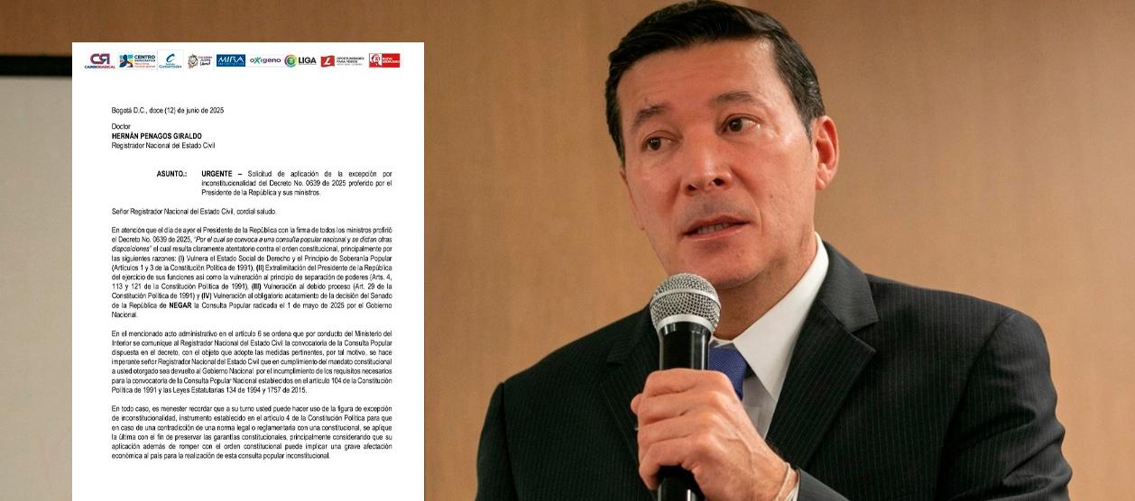 El comunicado de los partidos y el Registrador Hernán Penagos.