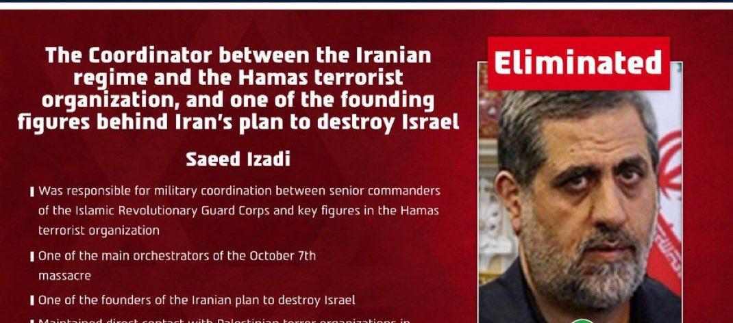 Saeed Izadi, comandante del subgrupo palestino de la rama Fuerza Qu.