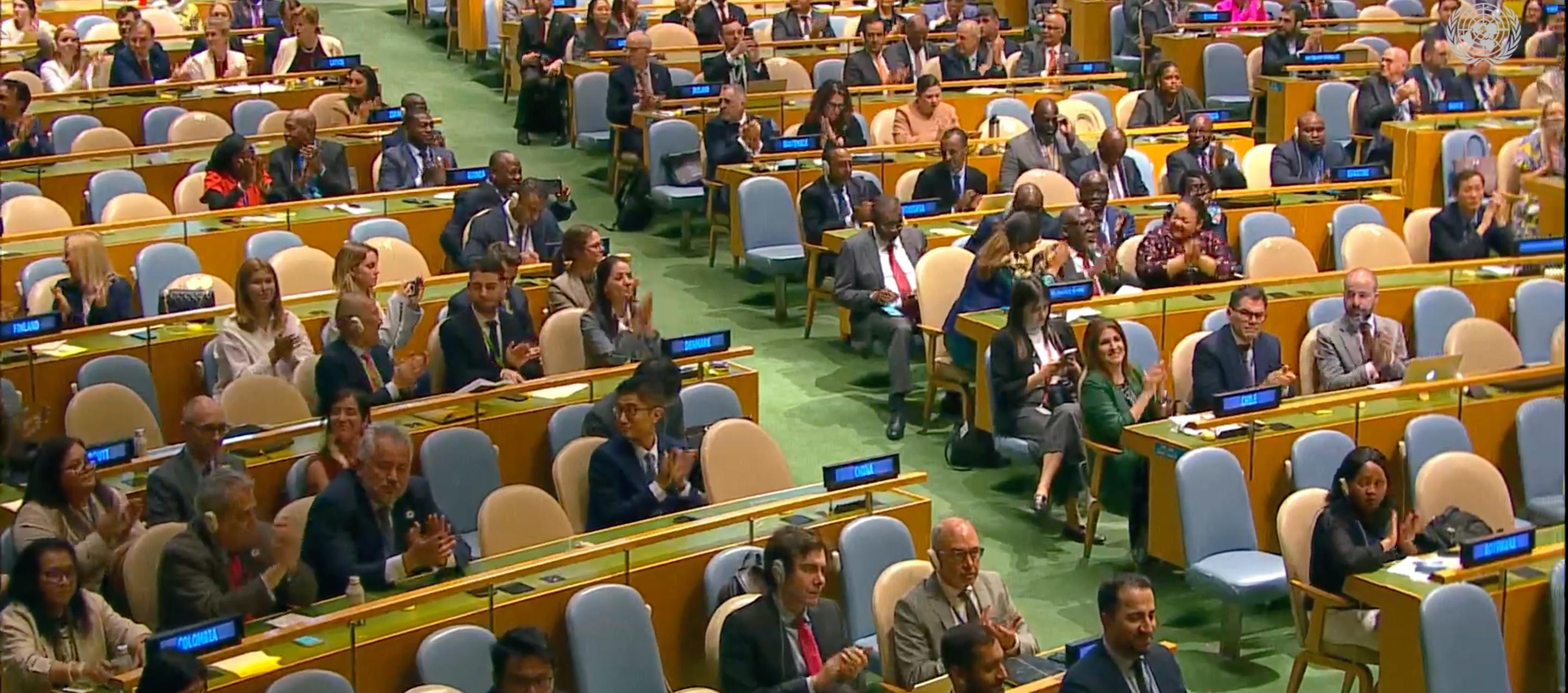 Asamblea General de la ONU durante la votación. 