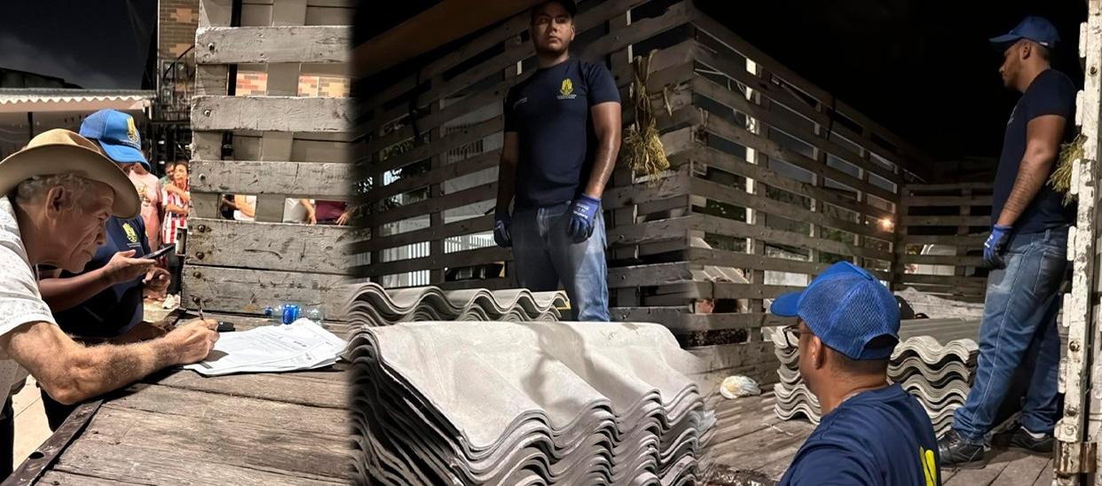 Personal del Distrito entrega ayudas humanitarias.