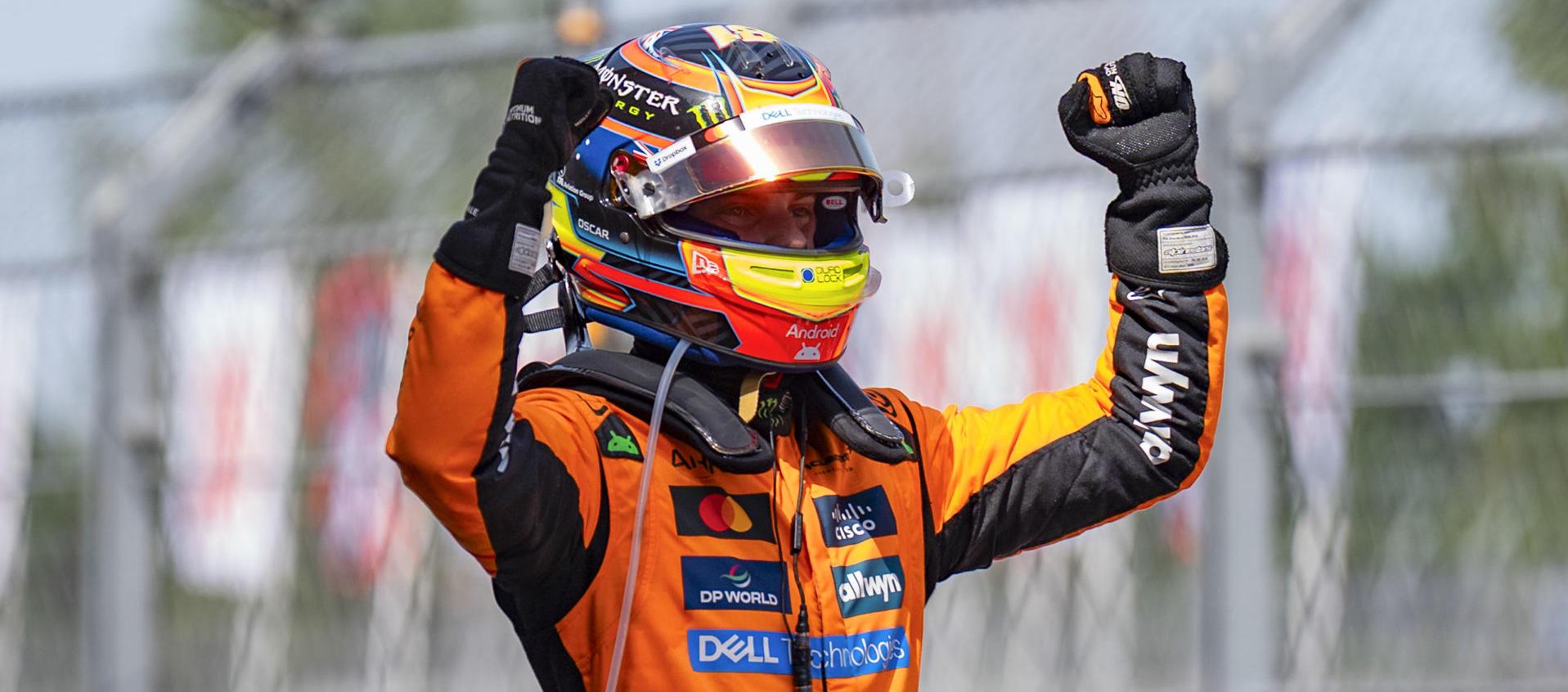 Oscar Piastri celebrando su victoria en el Gran Premio de España.