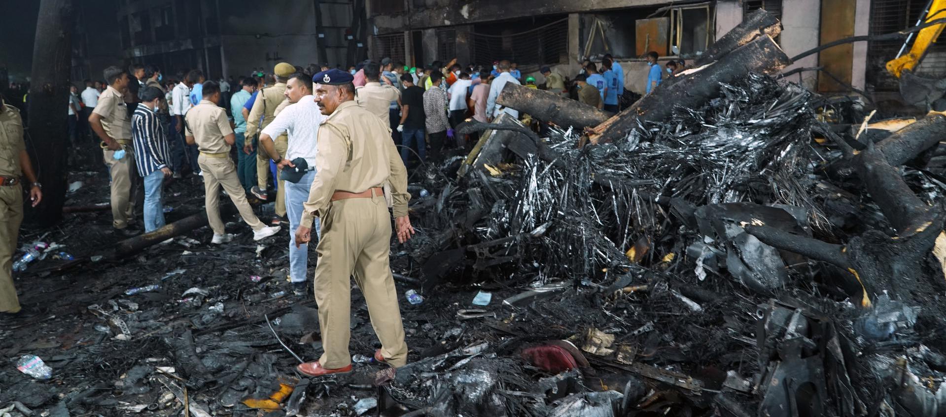 Zona del accidente aéreo en Ahmedabad, India.