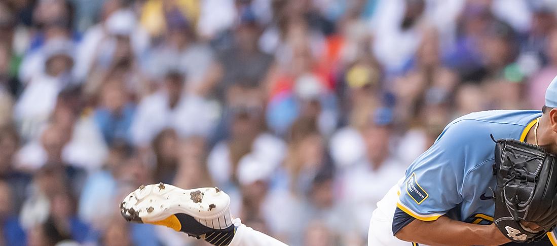 José Quintana durante su actuación contra los Padres de San Diego. 