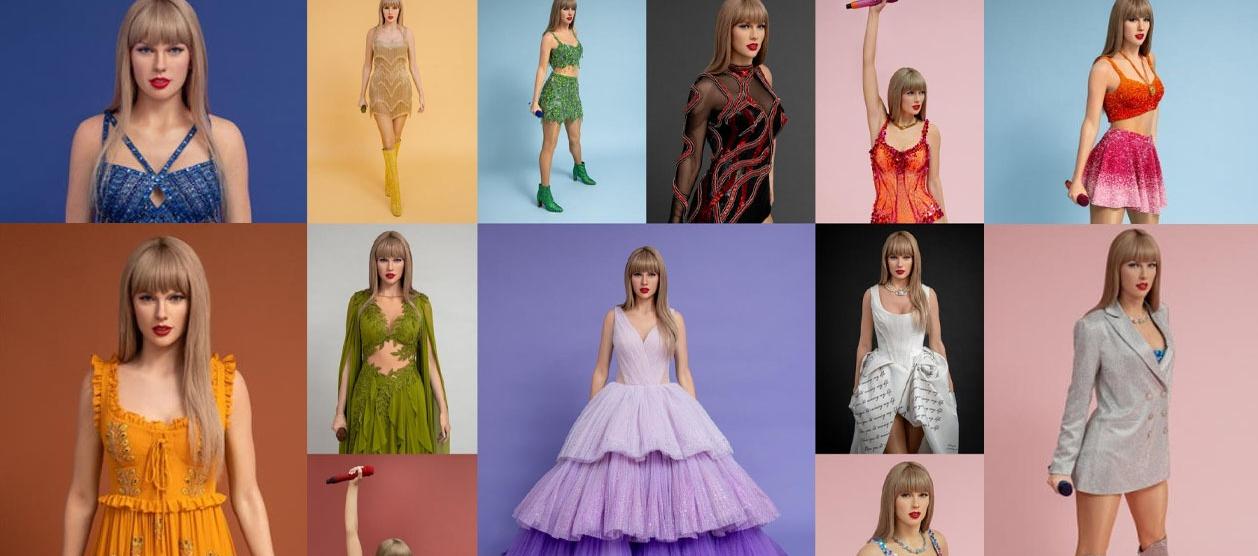 13 figuras de cera de la cantante Taylor Swift. 