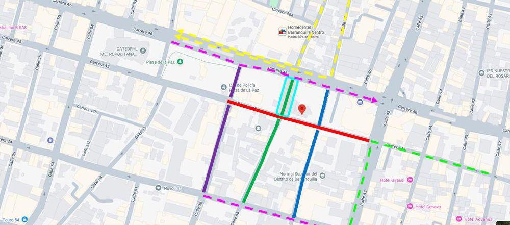 Imagen de los cierres y los desvíos.