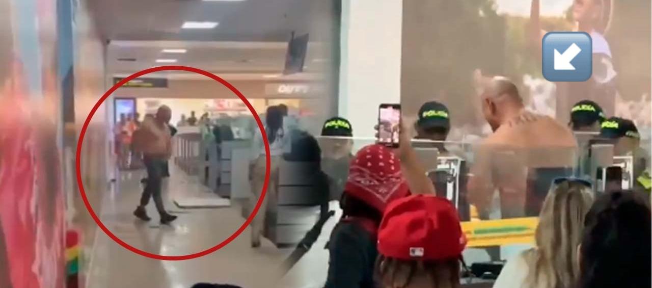 Momentos en que destruyó un cubículo y fue capturado por la Policía.