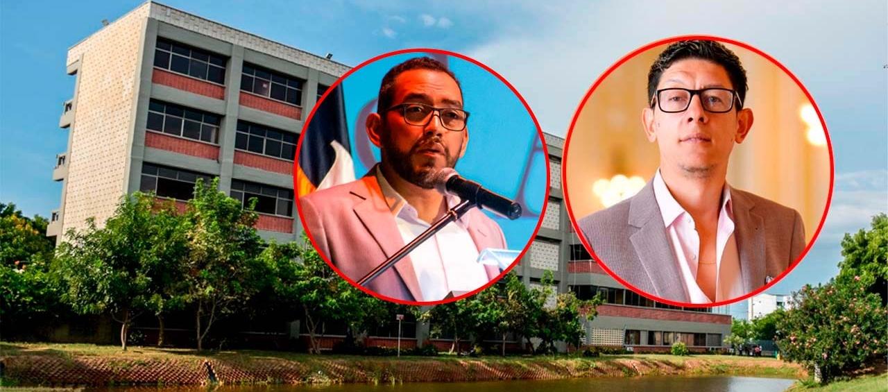 Danilo Hernández, rector de la Uniatlántico, y el ministro de Educación, Daniel Rojas.