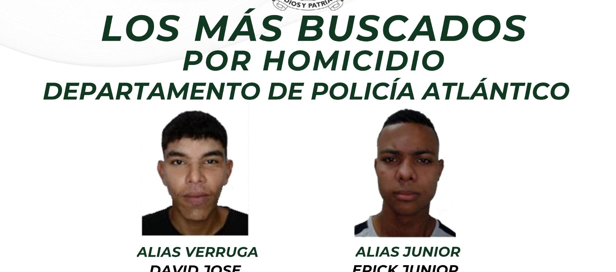 Los más buscados por homicidio en el Atlántico.